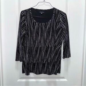 Notations Women’s Black & White Ruffle Blouse